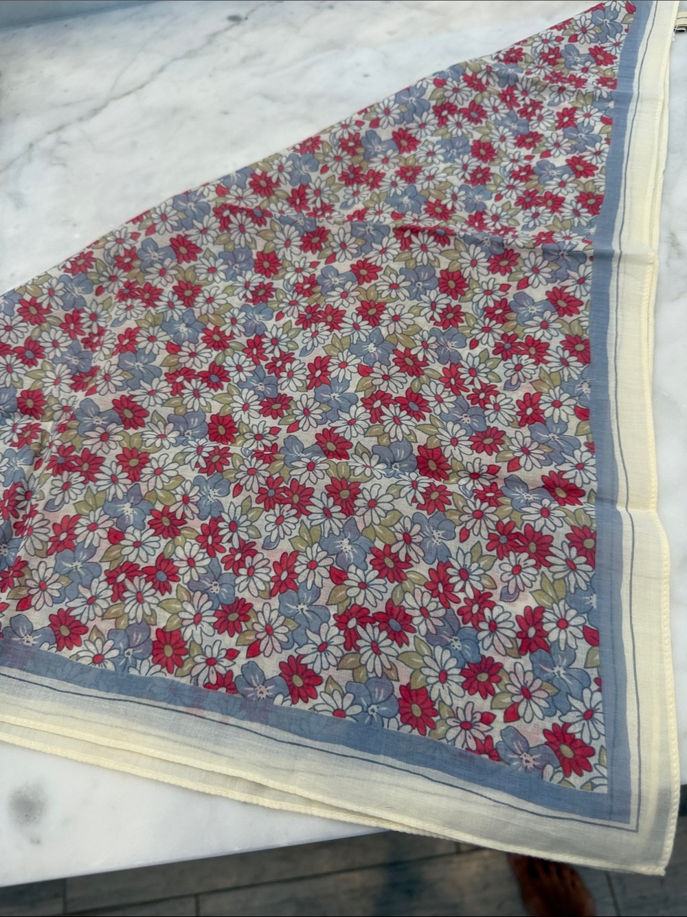 Madewell Floral Cotton Scarf in Pink, Blue & Cream